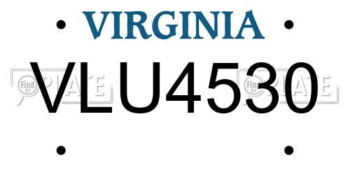 VLU4530 Virginia License Plate