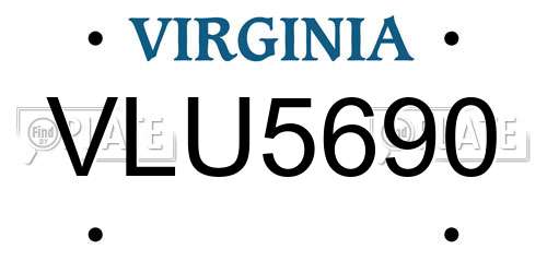 VLU5690 Virginia License Plate