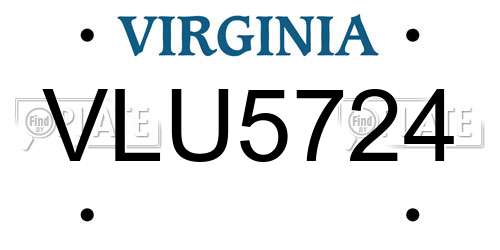 VLU5724 Virginia License Plate