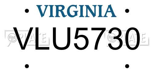 VLU5730 Virginia License Plate