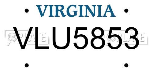 VLU5853 Virginia License Plate