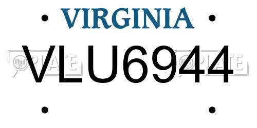 VLU6944 Virginia License Plate