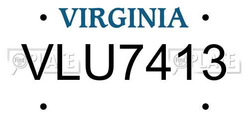 VLU7413 Virginia License Plate