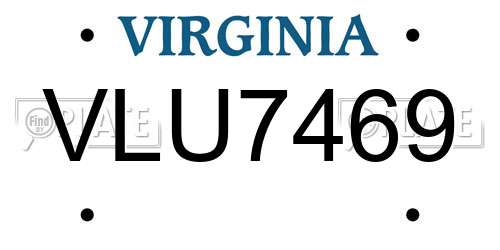 VLU7469 Virginia License Plate