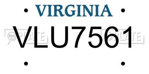 VLU7561 Virginia License Plate