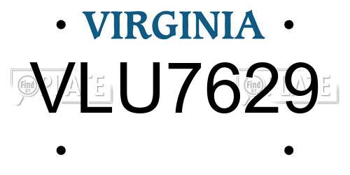 VLU7629 Virginia License Plate