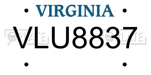 VLU8837 Virginia License Plate