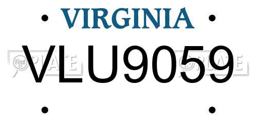 VLU9059 Virginia License Plate