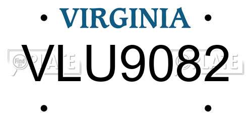VLU9082 Virginia License Plate
