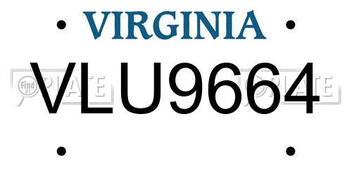 VLU9664 Virginia License Plate