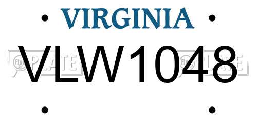 VLW1048 Virginia License Plate