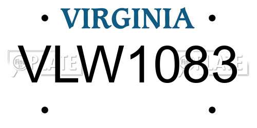 VLW1083 Virginia License Plate