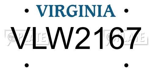 VLW2167 Virginia License Plate
