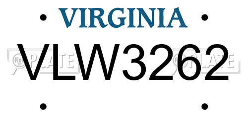 VLW3262 Virginia License Plate
