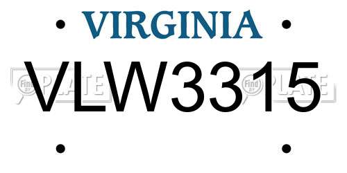 VLW3315 Virginia License Plate