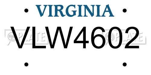VLW4602 Virginia License Plate