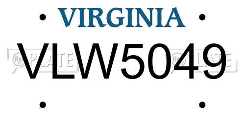 VLW5049 Virginia License Plate