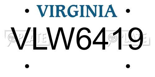 VLW6419 Virginia License Plate