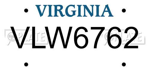 VLW6762 Virginia License Plate