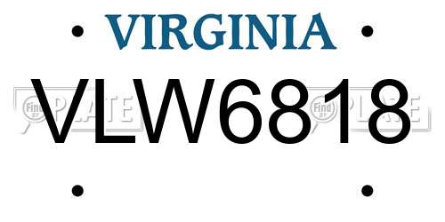 VLW6818 Virginia License Plate
