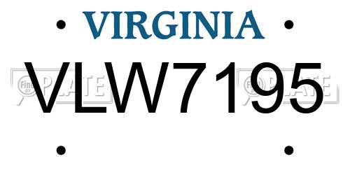 VLW7195 Virginia License Plate