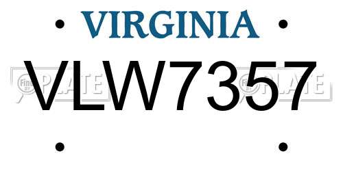 VLW7357 Virginia License Plate