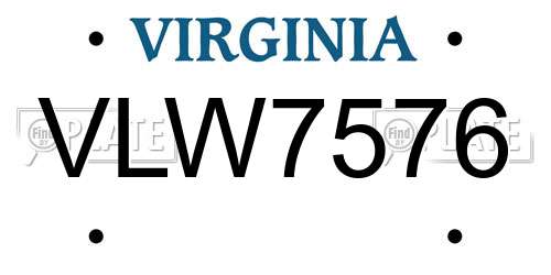 VLW7576 Virginia License Plate