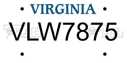 VLW7875 Virginia License Plate