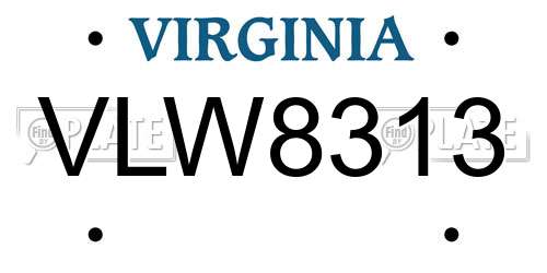 VLW8313 Virginia License Plate