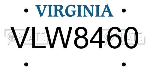 VLW8460 Virginia License Plate