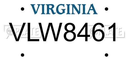 VLW8461 Virginia License Plate