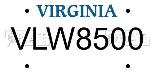 VLW8500 Virginia License Plate