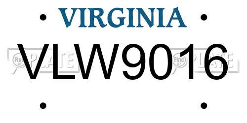 VLW9016 Virginia License Plate