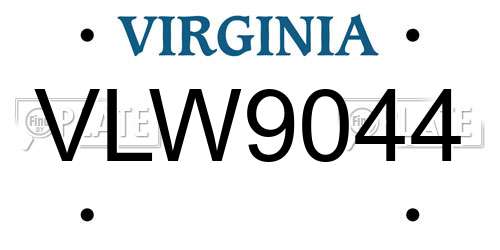 VLW9044 Virginia License Plate