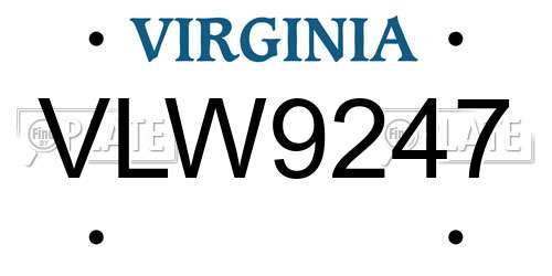 VLW9247 Virginia License Plate