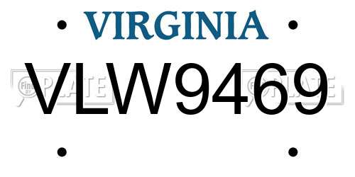 VLW9469 Virginia License Plate