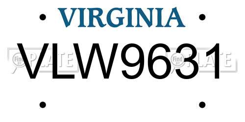 VLW9631 Virginia License Plate