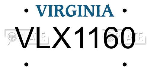 VLX1160 Virginia License Plate