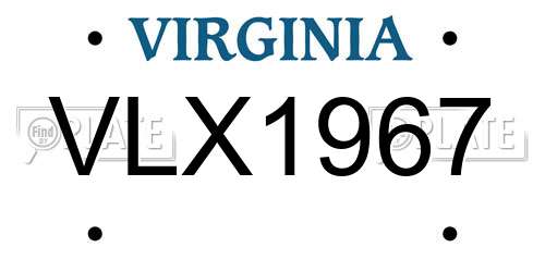 VLX1967 Virginia License Plate