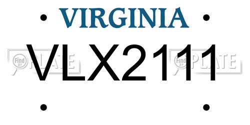 VLX2111 Virginia License Plate