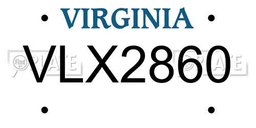 VLX2860 Virginia License Plate