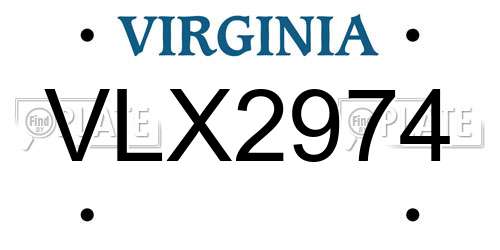 VLX2974 Virginia License Plate