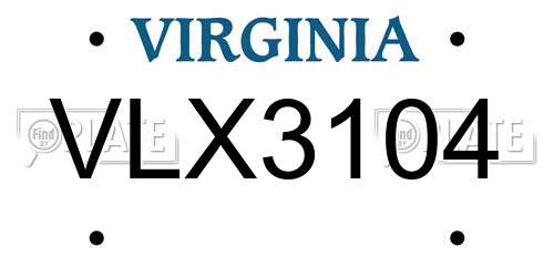 VLX3104 Virginia License Plate