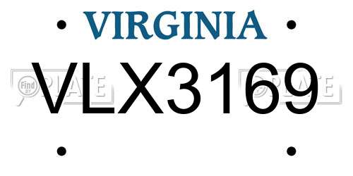 VLX3169 Virginia License Plate