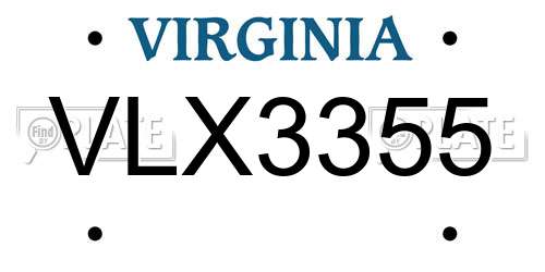 VLX3355 Virginia License Plate