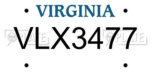 VLX3477 Virginia License Plate