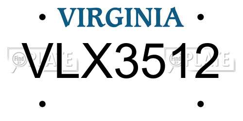 VLX3512 Virginia License Plate