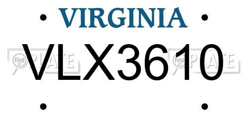 VLX3610 Virginia License Plate