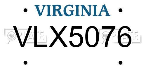 VLX5076 Virginia License Plate