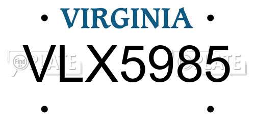 VLX5985 Virginia License Plate